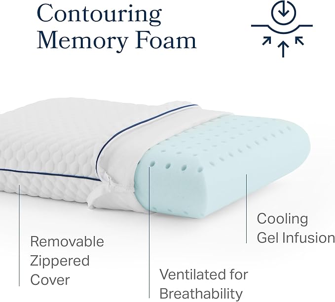 Weekender Cooling Gel Memory Foam Camping Pillow – Travel Size, Ventilated Cooling Pillow for Side & Back Sleepers, Neck Support, Compact with Carry Bag, Washable Cover