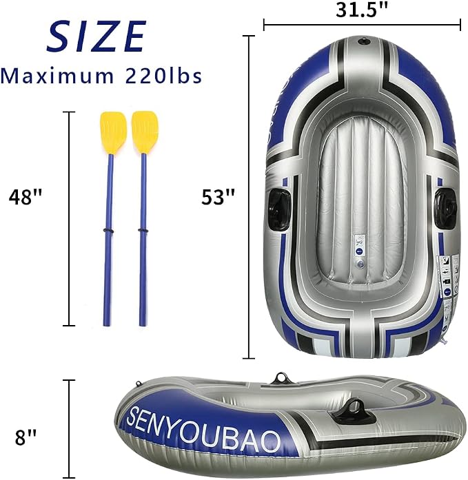 ptlsy Inflatable Boat,Swimming Pool and Lake Inflatable Boat with Electrical Air Pump and Oars (2 Boats)