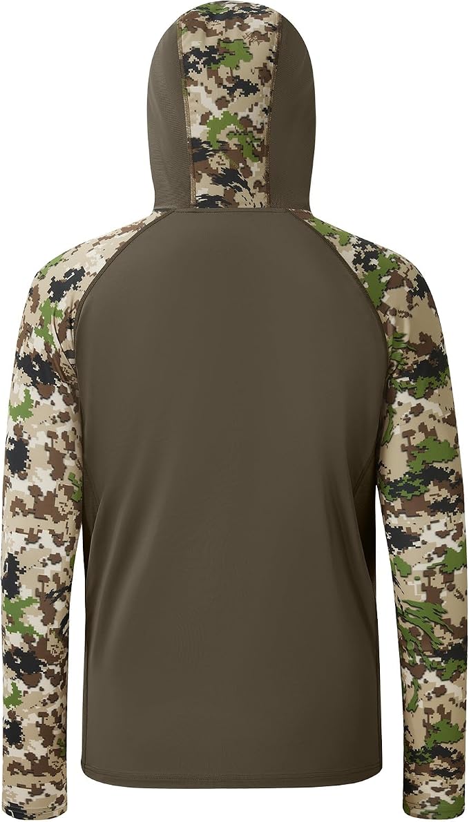 BASSDASH Men’s UPF 50 Performance Fishing Shirt Cooling Hoodie Camo Long Sleeve FS17M