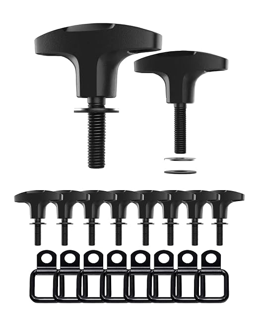 GPCA – Quick Release Hardtop Bolts, M8 25mm Thumbscrew for Ford Bronco & Jeep Accessories, Hardtop Removal, Cargo Tie Down & Cargo Hooks, D-Ring, 8 Pack (Black)