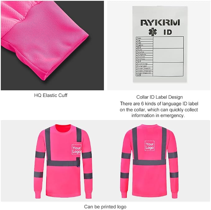 A-SAFETY Safety Shirt,High Visibility Work T Shirt Long Short Sleeve Class 3 (XS-6XL)