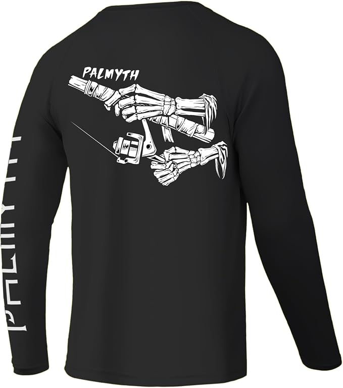 Palmyth Fishing Shirts for Men Long Sleeve UPF 50+ T Shirt Sun Protection | Quick Dry, Sun Protection, Myth-Cool Fabric, Fish Print, Moisture Wicking, Stretchy, Breathable, Fishing,Boating,Outdoor Wear