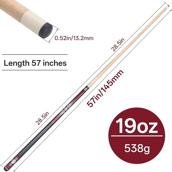 Kmise Pool Stick Set of - 58" Pool Cue Stick, Canadian Maple Professional Billiards Pool Cue, Pool Sticks for Adults, 18~21oz Multiple Colors
