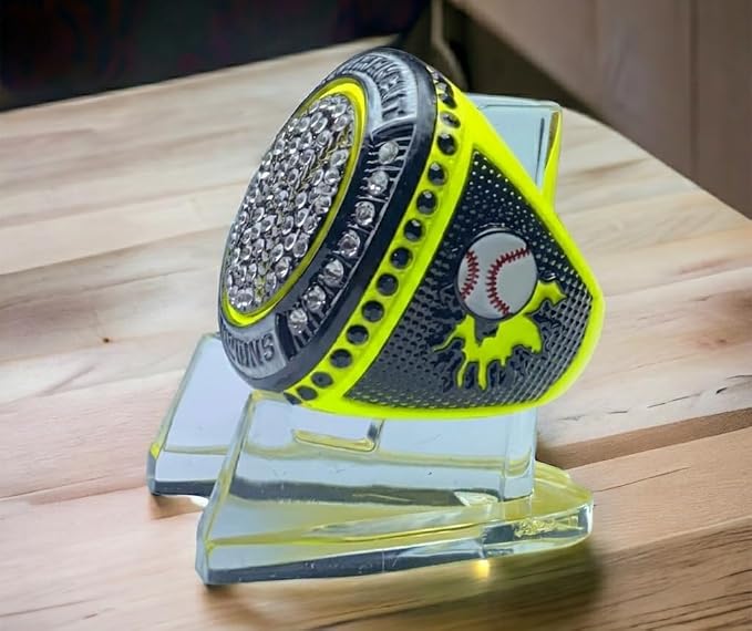 Legacy Rings 1 or 12 Pack Neon Yellow Baseball Softball Championship Trophy Ring Award for Tournament Champion or Finalist