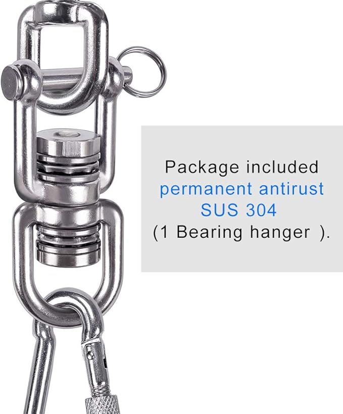 BeneLabel Swing Swivel with 2 Bearing, 360° Rotation, 770LB Capacity, Safest Rotational Device Hanging Accessory for Web Tree Swing, Aerial Dance, Children's Swing, Yoga Swing Sets