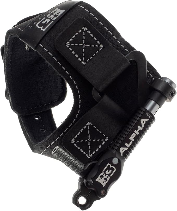 B3 Archery Alpha Double-Caliper Wrist Strap Archery Compound Bow Arrow Release Aid Trigger w/Adjustable Trigger Travel, Roller-Sear Double Stainless Steel Jaws, for Bowstring & String Loop Use