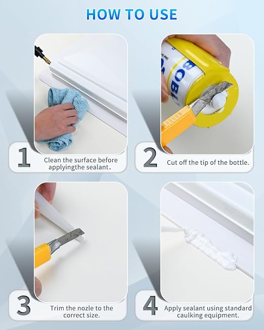 RV Roof Sealant, Self Leveling Lap Sealant White, RV Caulking Waterproof, Flexible & Non-Cracking, Lap Caulking for Camper, Trailer & Motorhome Roof Repair, Secure Odorless (12 Packs)