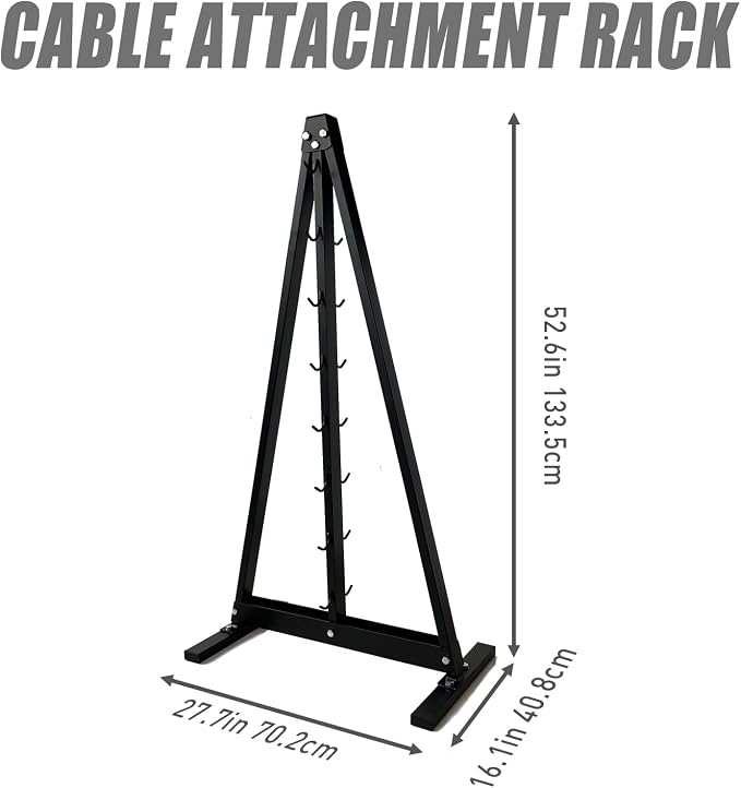 BLUSLM Lat Pull Down Bar Gym Accessory Rack, Lat Pulldown Attachments Cable Attachment Storage Rack for Mag Grip - Home Gym Fitness Heavy Duty A-Frame Stand