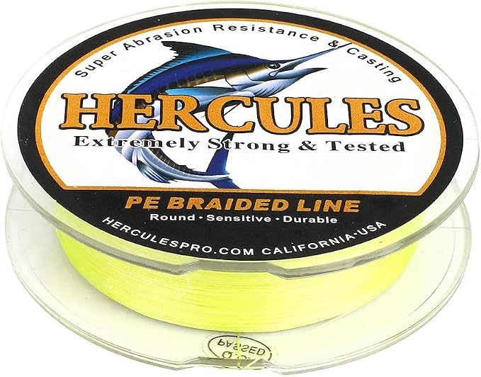 HERCULES Cost-Effective Super Strong 4 Strands Braided Fishing Line 6LB to 100LB Test for Salt-Water, 109/328 / 547/1094 Yards (100M / 300M / 500M / 1000M), Diam# 0.08MM - 0.55MM, Hi-Grade