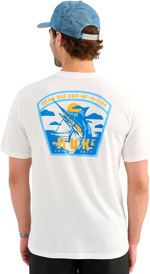 HUK Mens Fishing Graphic Tee, Performance Short Sleeve, Quick-Dry