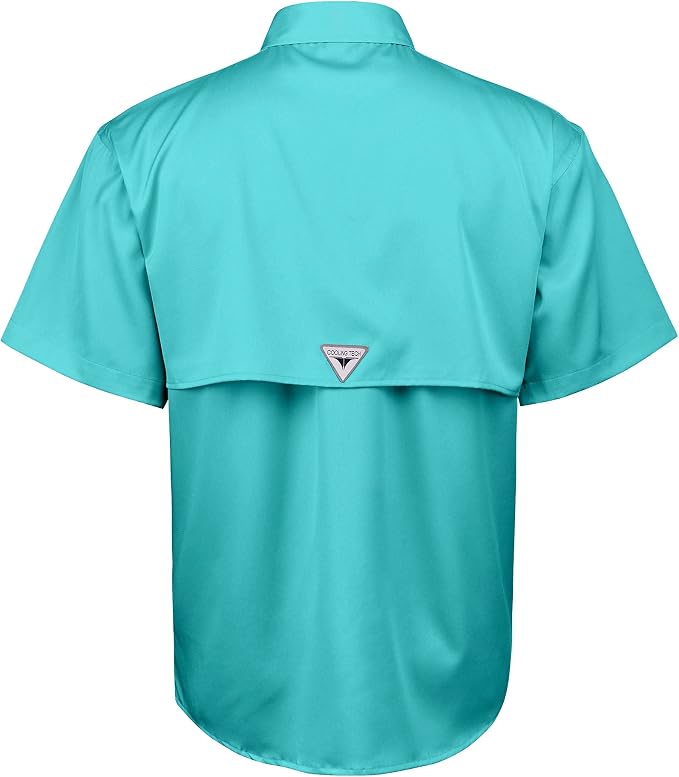 Alimens & Gentle Short Sleeve Fishing Shirt Wicking Fabric Sun Protection Casual Button Down Shirts