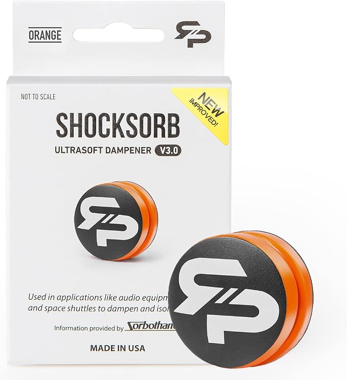 RTP Tennis Racket Vibration Dampener - ShockSorb Original or Ultrasoft V3 The Only Dampener Made for Pain Relief - Handcrafted with Patented Material Sorbothane Made in USA - 1 Pack Limited Warranty