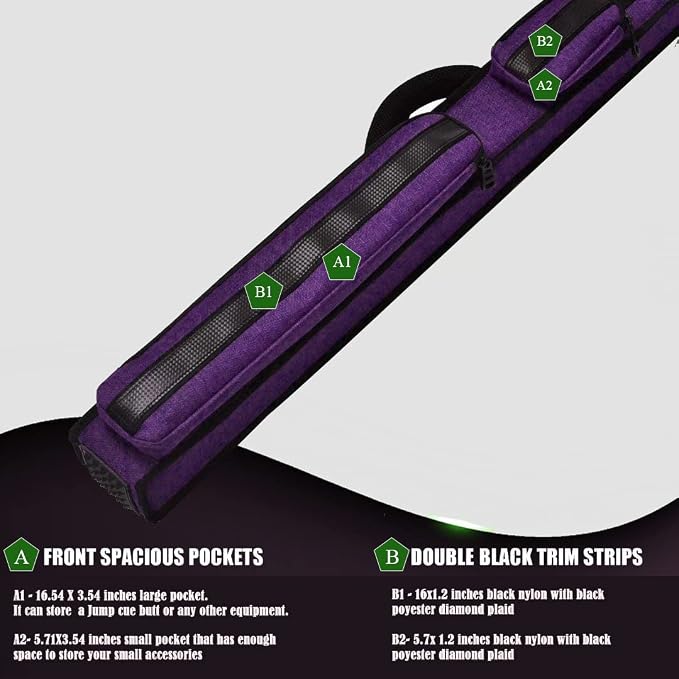 Champion 2X2,2X3,3X4 Nylon/Leatherette Billiard Pool Cue Stick Hard Case