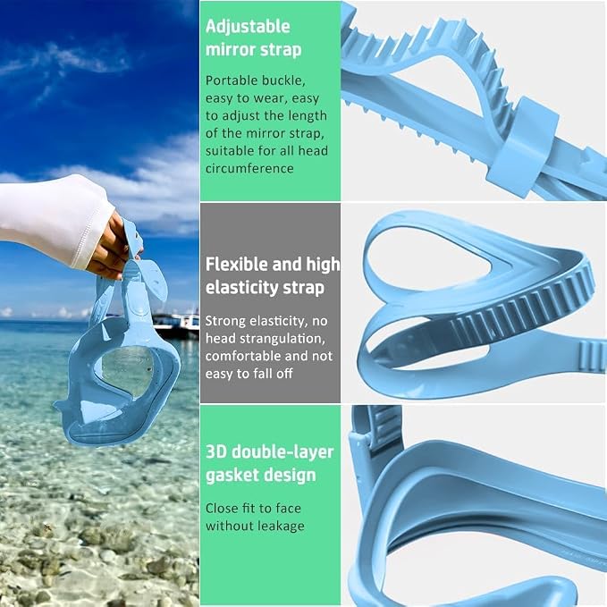 2 Sets Snorkeling Gear for Adults, Snorkel Set Adult Panoramic View, Anti-Leak Anti-Fog Scuba Diving Mask with Mesh Bag, for Portable Professional Diving Snorkeling Set