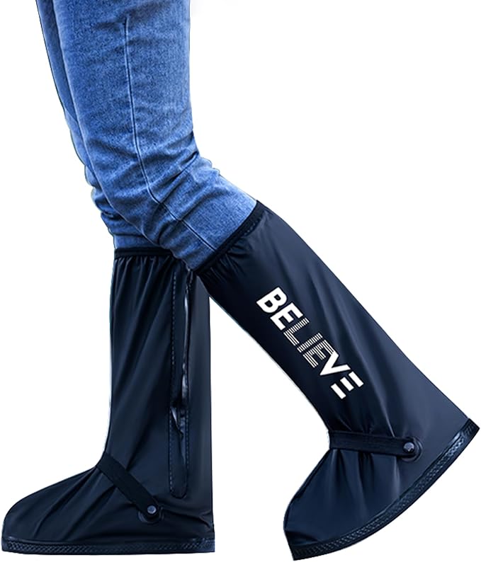 Waterproof Rain Shoe Covers Reusable Anti-Slip and Reflector Portable Motorcycle Rain Boots for Men Women