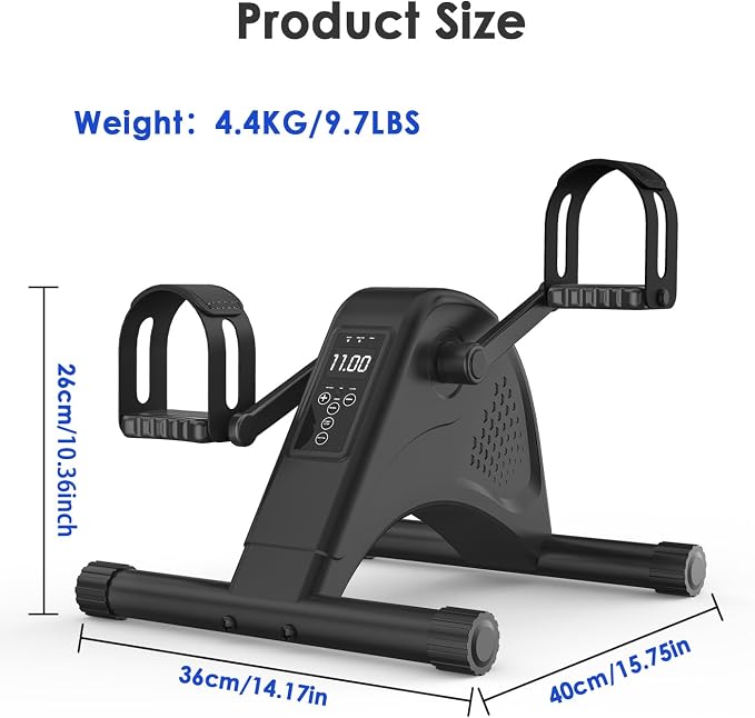 Under Desk Bike Pedal Exerciser for Seniors, 12-Level Electric Mini Exercise Bike with LCD, Quiet Motorized Arm & Leg Pedaler for Seniors