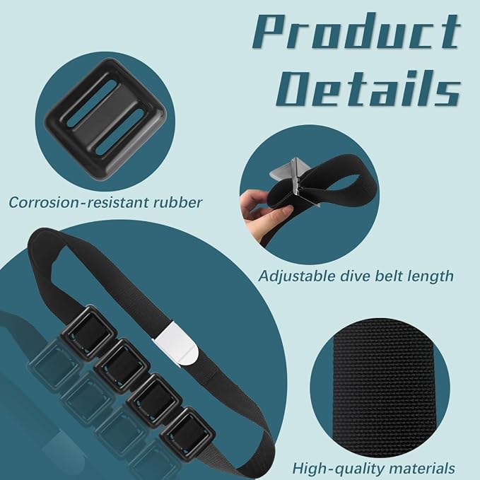 4 Pcs Scuba Weight Belt,Diving Weight Belt with Metal Block Buckle Coated Dive Weights Nylon Dive Belt Suitable for Free Diving