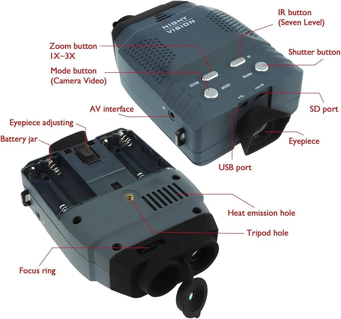 Alstar Portable Digital Night Vision Monocular New Optics Records Video Image with Micro SD Card
