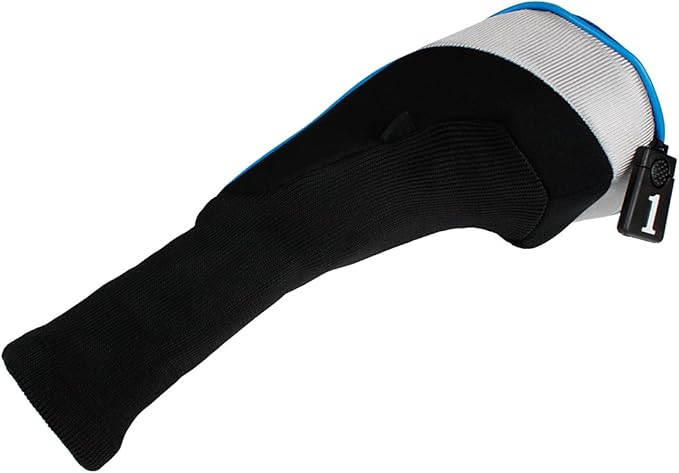 Andux 3pcs/Set Golf 460cc Driver Wood Club Head Covers Long Neck | for Driver Fairway Wood with Interchangeable No. Tags Mesh Breathable material Coloured Piping Pull-On Closure
