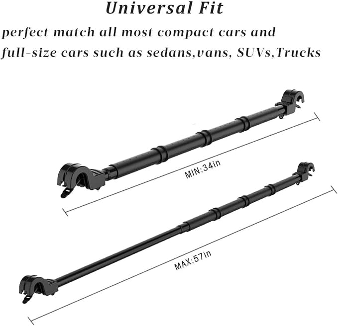 LITTLEMOLE Car Fishing 4 Rod Holder Adjustable 35 to 57 Inch, Heavy Duty Vehicle Fishing Pole Rack for SUV, Wagons, Van
