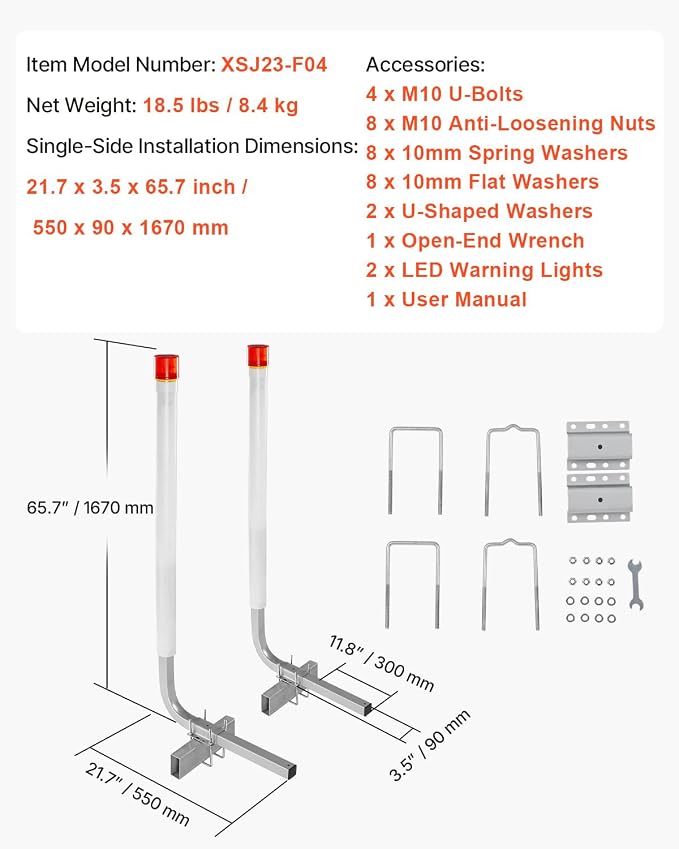 VEVOR Boat Trailer Guide, 16.7"- 60″ Adjustable Design Trailer Guide Poles, 2PCS Trailer Guide-Ons for Ski Boat, Fishing Boat or Sailboat Trailer