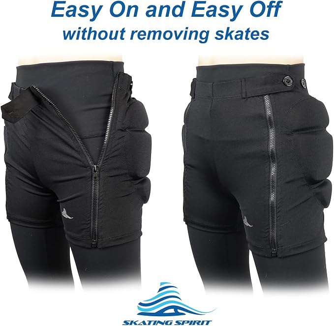 Skating Spirit Zip-on Zip-Off Padded Shorts Protective Crash Pants Tailbone Hip Butt Pad for Skating Skateboarding Skiing