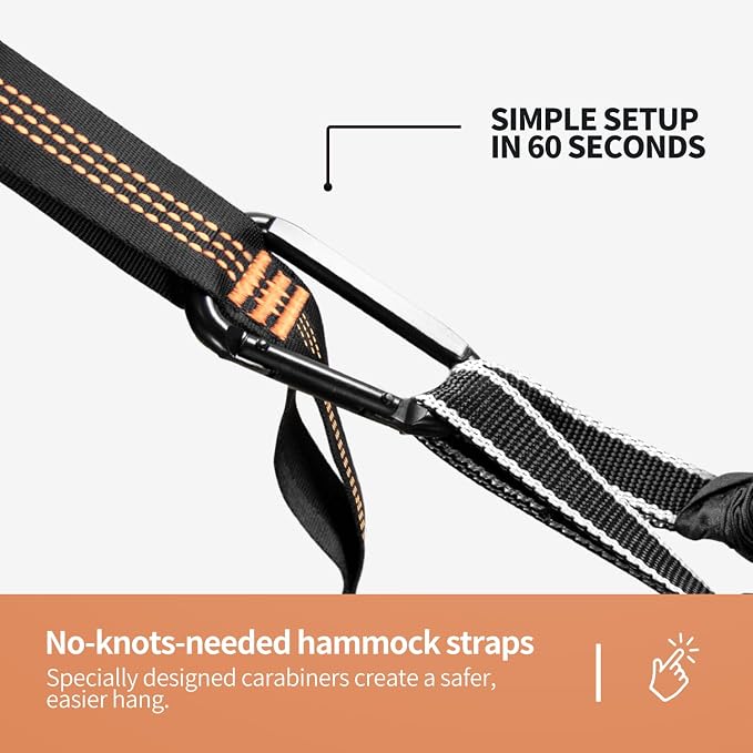 Hammock with Mosquito Net - Lightweight, Portable, 1 Person Hammock - for Camping, Hiking, Backpacking, Travel, a Festival, or The Beach (Orange)