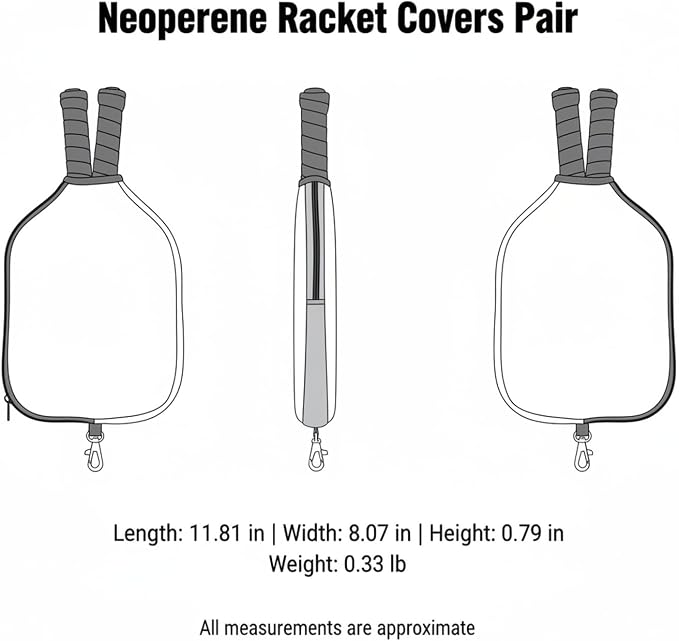 2-Pack Neoprene Racket Covers for Table Tennis & Badminton, Protective Storage Sleeves with Hanging Loop, Scratch-Resistant Paddle Cases