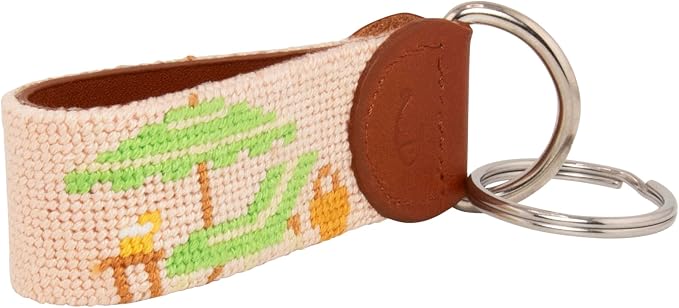 Leather Hand-Stitched Needlepoint Key Fob or Key Chain