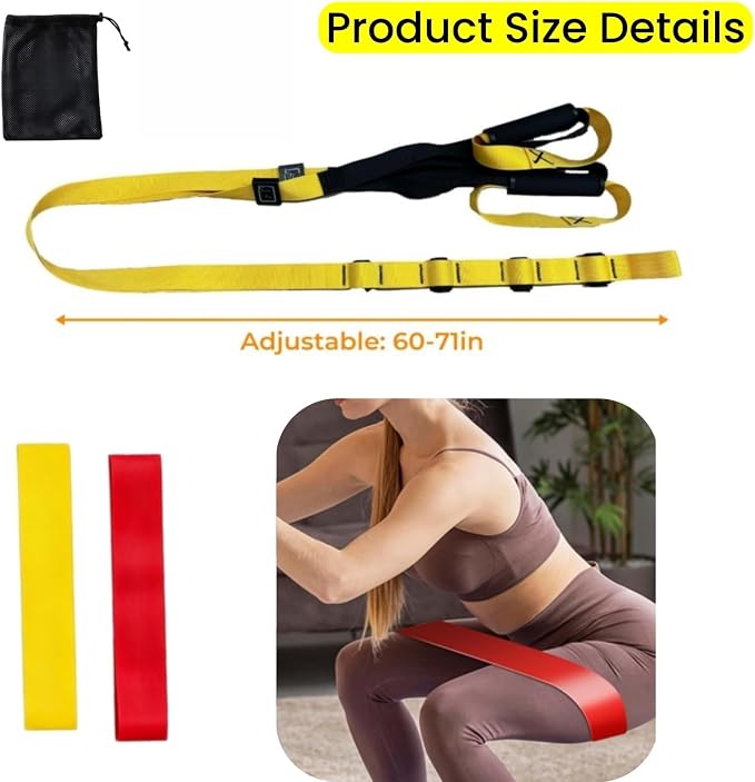Home Suspension Training Kit with Resistance Loop Bands | Adjustable Extension for Full-Body Workout at Home or Outdoors, All-in-One Bodyweight Training System-Quick Setup in 1 Second