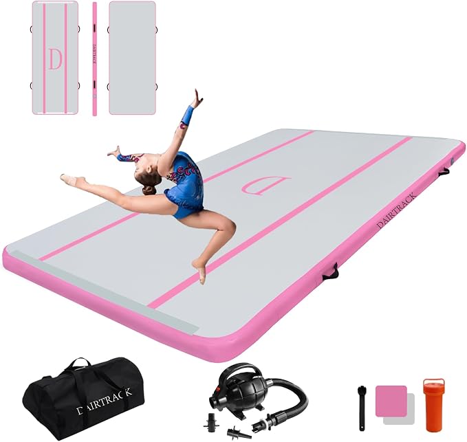 DAIRTRACK Inflatable Gymnastics Air Mat 10ft/13ft/16ft/20ft Tumble Track Tumbling Mats for Home Use/Gym/Training/Cheerleading/Yoga/Water