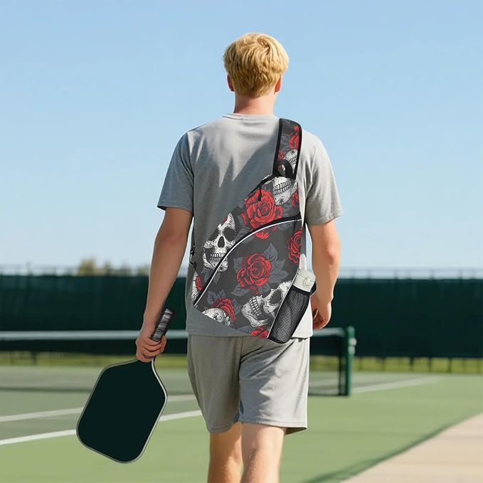 Pickleball Bag for Women Men Adjustable Crossbody Sling Backpack Hold Paddle Accessories