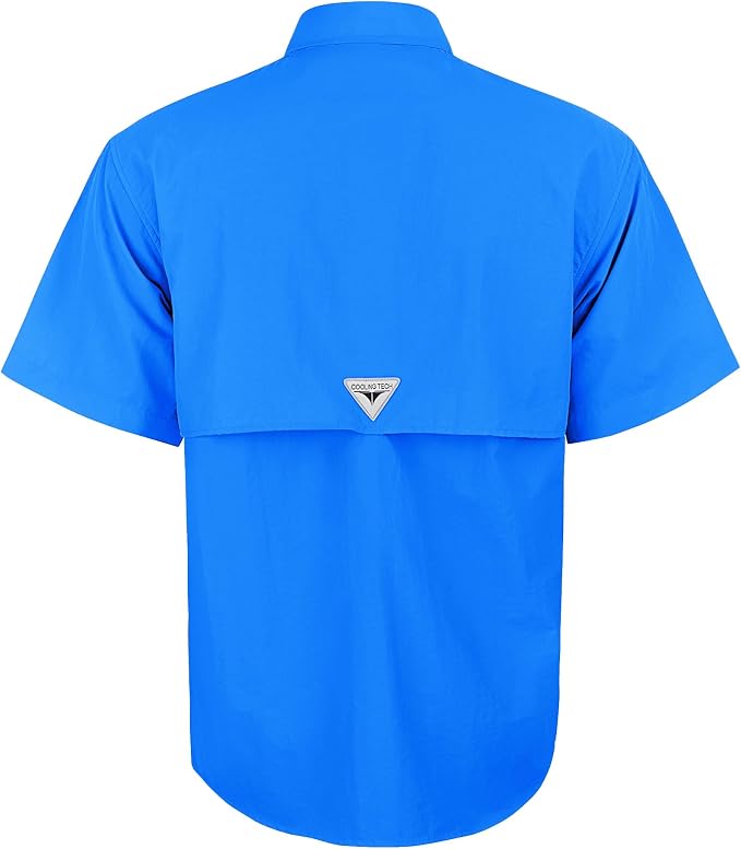Alimens & Gentle Short Sleeve Fishing Shirt Wicking Fabric Sun Protection Casual Button Down Shirts
