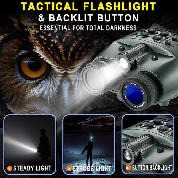 Night Vision Goggles 1080P 48MP,3'' HD Display,5X Optical 8X Digital Zoom,IPX4 Waterproof Infrared Night Vision for Camping