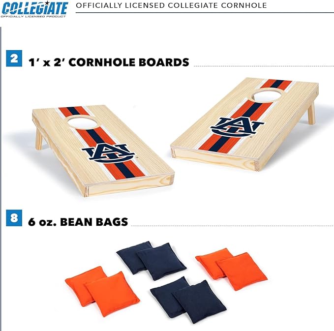 Wild Sports College Portable Size 1' x 2' Solid Wood Cornhole Set with Direct Print HD Team Graphics – Travel Size
