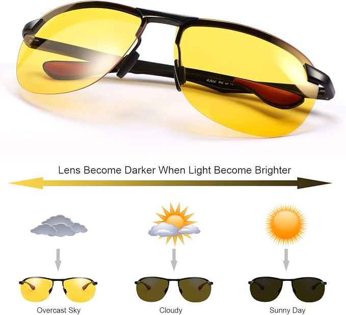 Polarized Photochromic Sunglasses for Men - UV Protection and Lightweight Sun Glasses for Driving Fishing