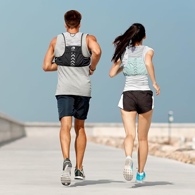 Lightweight Running Vest with 2pcs 500ml Water Bottle for Men Women, Reflective Water Vest Hydration Pack Hydropack for Hiking, M/L