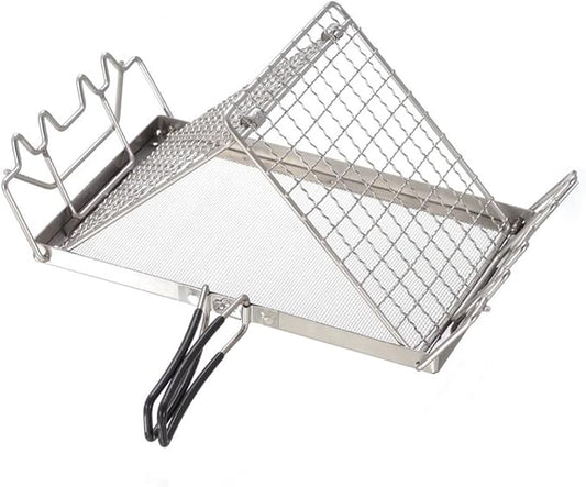 HUIOP Camping Toaster, Folding Camp Stove Toaster Stainless Steel Bread Toaster Rack for Camping Backpacking Picnic