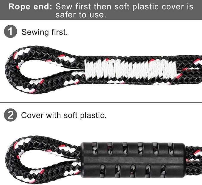 SELEWARE Hammock Straps, 4ft Tree Swing Rope for Hammock Chair Hanging Kit, Extension Rope with Carabiner for Indoor Outdoor Playground Tree Swings Camping Hammock Accessories (Black, 2 Pack)