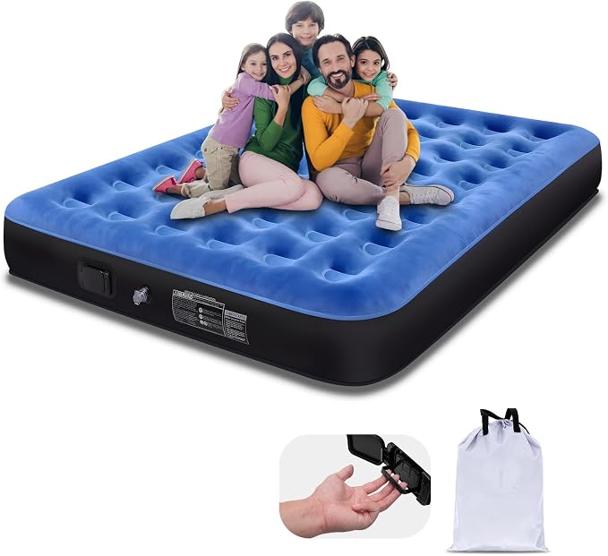 Air Mattress with Built in Pump, Luxurious Comfort Inflatable Mattress,10’’ Blow up Bed for Adults, Blow Up Mattress for Guest, Camping, Home & Travel, Deflate 660 lbs Max