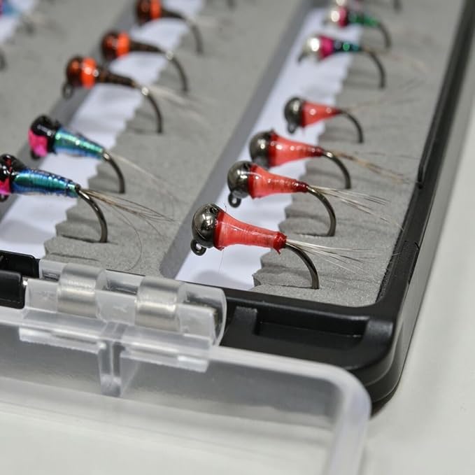 24/36/50/66 Premium Hand Tied Fly Fishing Flies Assortment | Waterproof Fly Boxes | Dry, Wet, Nymphs, Streamers, Wooly Buggers, Terrestrials | Trout, Bass Lure Set, Kit, Gift