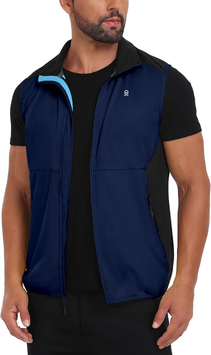 Little Donkey Andy Men's Water-resistant Outerwear Vests, Stretch Windproof Vest for Cycling, Running, Golf