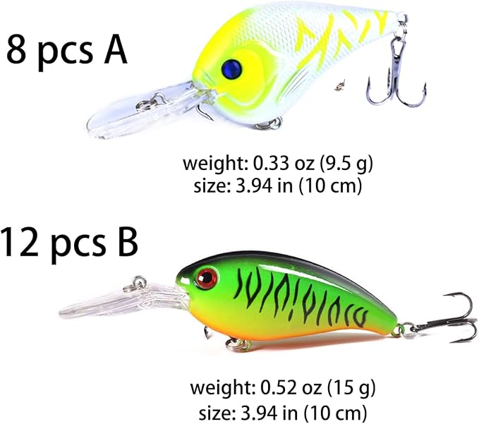 Fishing Lures Kit Mix Includes Minnow Popper Crankbait and Fish Hook for Fishing Saltwater Freshwater Trout Bass Salmon