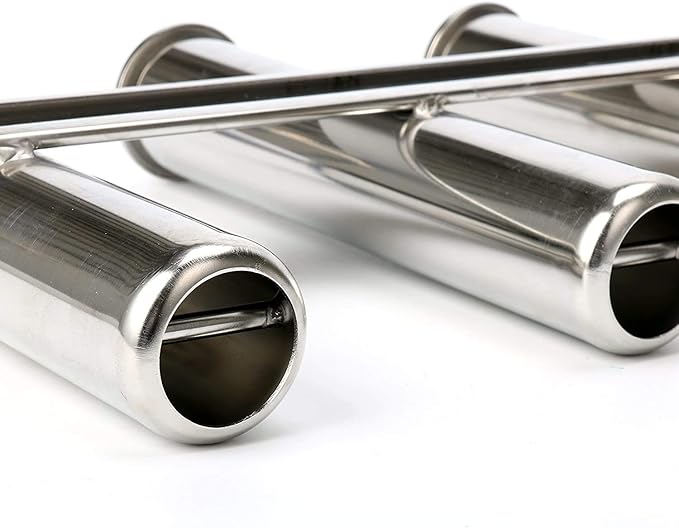 Amarine Made 4 Tube Fishing Rod Rack Mirror Finish Stainless Steel 316 Wall / Side Mounted Rod Holder for Boat Yacht