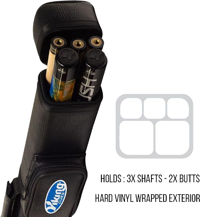 Viking Valhalla Hard Pool Cue Case, Hard Pool Stick Case with Shoulder Strap, Vinyl Shell and Felt Interior, Billiard Cue Case, Pool Cue Holder, Pool Table Accessories, Billiards Equipment