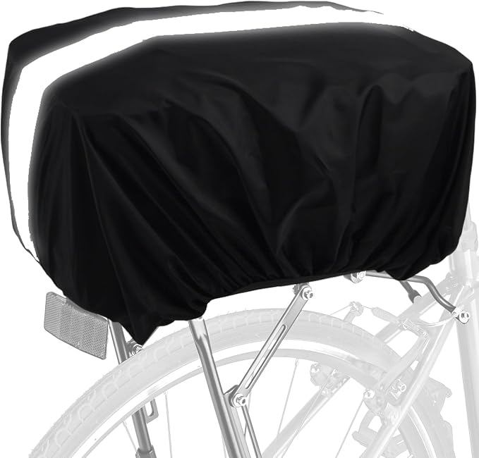 20L Bicycle Rear Rack Cover with Reflective Strip Bicycle Rear Rack Cover Black