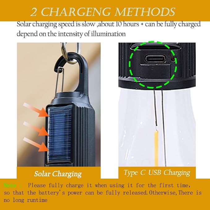 Solar Camping Lights Hooked Tent Lamp Hanging Outdoor Camp Small Rechargeable Bulb Lantern with Clip Hook 3 Lighting Modes for Hiking Backpacking Warm Light 8 Pack