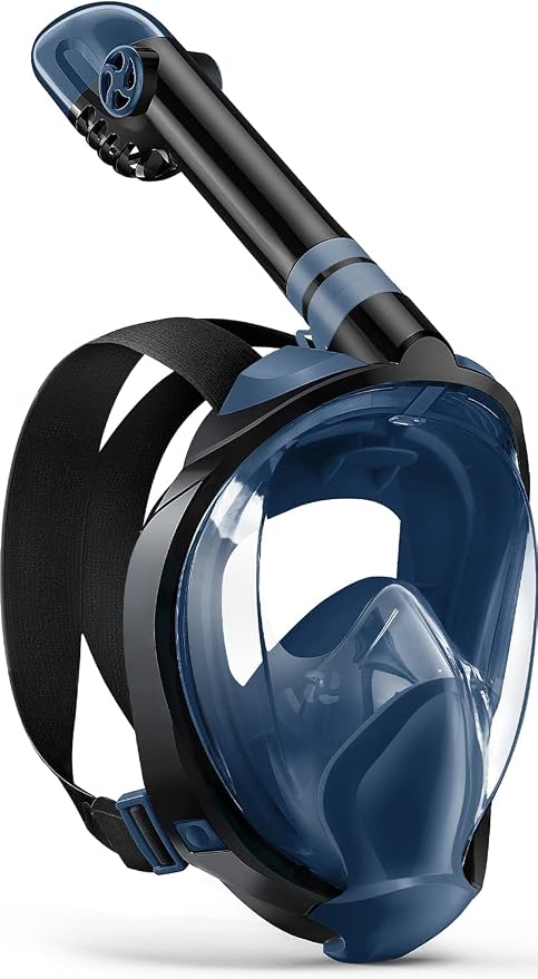 Full Face Snorkel Mask for Adults, 180° Panoramic Anti-Fog Snorkeling Gear with Dry Top System & Camera Mount, Foldable Anti-Leak Design for Travel, Swimming & Ocean Snorkeling