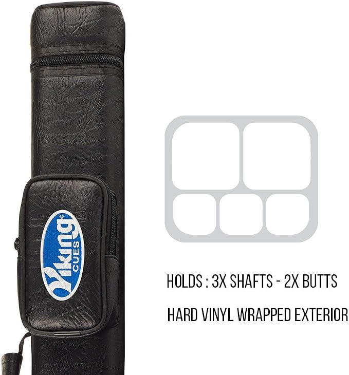 Viking Valhalla Hard Pool Cue Case, Hard Pool Stick Case with Shoulder Strap, Vinyl Shell and Felt Interior, Billiard Cue Case, Pool Cue Holder, Pool Table Accessories, Billiards Equipment