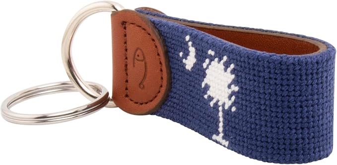 Leather Hand-Stitched Needlepoint Key Fob or Key Chain